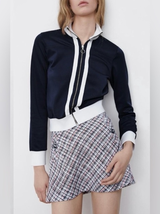 Zara Dresses & Skirts - NWOT Zara Tweed Textured Weave Nautical Anchor Button High Waist Mini Skirt - L